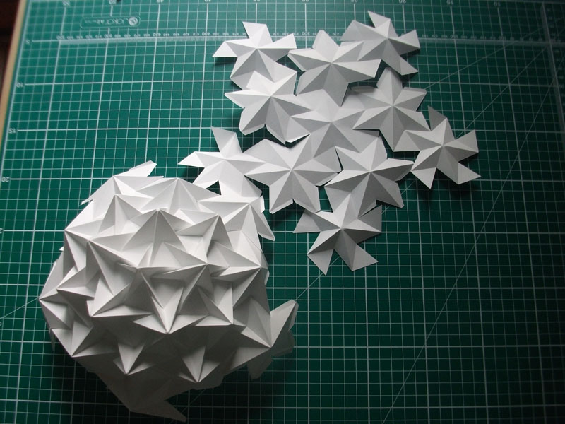 Assembly of stellated dodecahedron 3. Alex Pentek 2014.